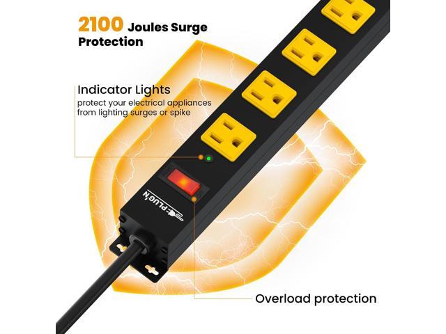 12 Outlet Long Power Strip, 3FT Power Cord, 2100 Joules Surge Protector, Wide Spaced Outlet Power Bar, Overload Protection Switch, Industrial Heavy...