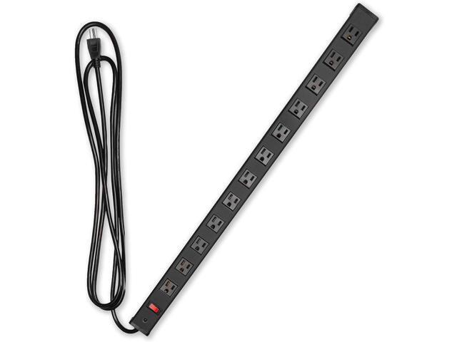Iron Forge Cable 12 Outlet Heavy Duty Surge Protector Power Strip with Built-in Circuit Breaker, 14/3 SJT Black & Yellow with 9 ft Extension Cord