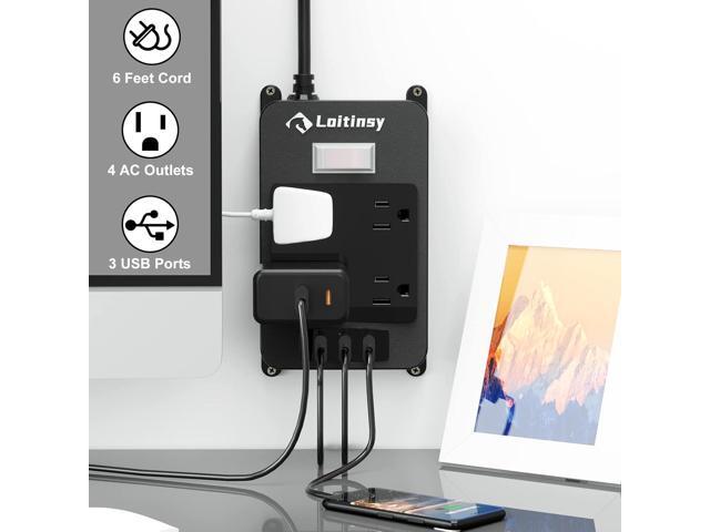 Outdoor Power Strip Weatherproof with 4 Outlets, Outdoor Surge Protector Waterproof, 3 USB Ports, 6 FT Extension Cord, Electric Shockproof, Plug...