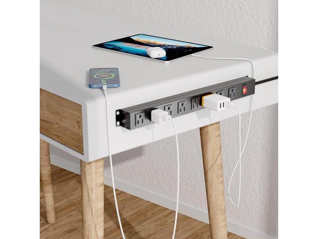 8 Outlet Power Strip Surge Protector, 6 Feet Metal Power Strip Heavy Duty with Switch for Home Office School Shop Garage, Wall Mount with Screw,...
