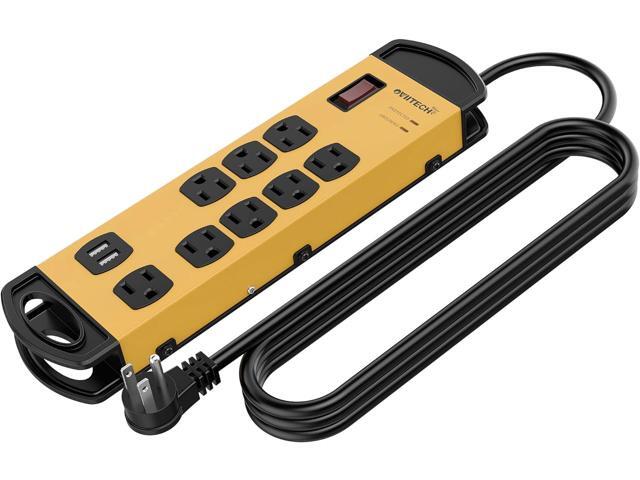 Oviitech 8 Outlets Mountable Heavy Duty Surge Protector Metal Power Strip with 2 USB Charging Ports(2.4A),1800 Joules with 6 Foot Long Extension...