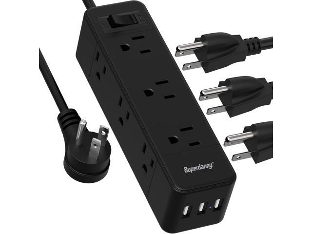 Power Strip Surge Protector, 9 Widely Spaced Outlets with 3 USB Ports, 3 Side Outlet Extender with 6.5 Ft Extension Cord, 1050 Joules, Flat Plug,...