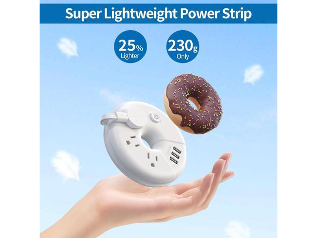 NTONPOWER Travel Power Strip, Cruise Approved Power Strip, Portable Power Strip Flat Plug - 3 Outlets with 3 USB Ports, 4 ft Travel Extension Cord...