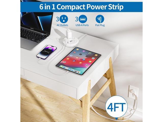 NTONPOWER Travel Power Strip, Cruise Approved Power Strip, Portable Power Strip Flat Plug - 3 Outlets with 3 USB Ports, 4 ft Travel Extension Cord...