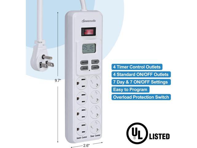 DEWENWILS 8-Outlet Power Strip with Timer (4 Timed/ 4 Always On), Digital Timer Outlet for Reptile Light, Turtle Grow Light Indoor Bearded Dragon...