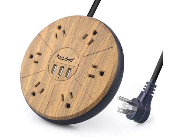 Power Strip Surge Protector 6 AC outlets with 3 USB Ports Charging Station Long Extension Cord Right Angle Flat Plug Widely Spaced Multi Outlets...