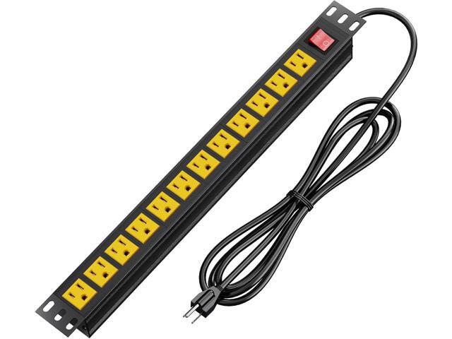 BTU Power Strip Surge Protector Rack-Mount PDU, 12 Outlet Power Strip with Switch, Metal Mountable Heavy Duty for Server Racks, Garage Shop,...
