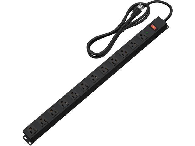 12 Outlet Long Power Strip Surge Protector with 2100 Joules, 6FT Power Cord, Wide Spaced Outlet Power Bar, Overload Protection Switch, Industrial...