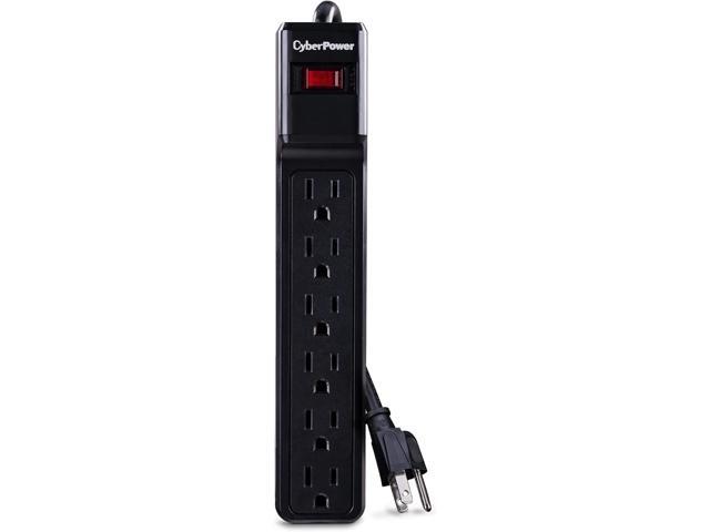 CyberPower CSB6012 Essential Surge Protector, 1200J/125V, 6 Outlets, 12ft Power Cord, Black