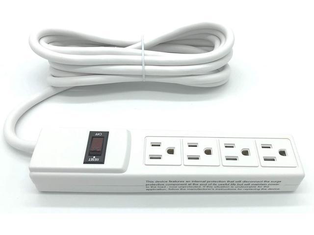 4 Outlet Power Strip Surge Protector Illuminated On/Off Switch 10 FT 14AWG Cord