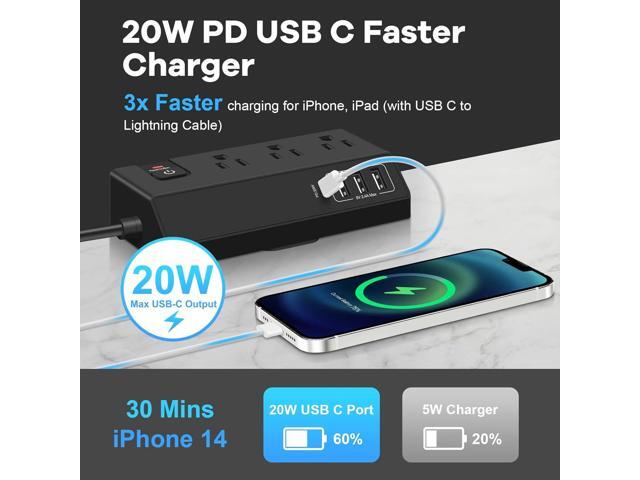 Desk Clamp Power Strip USB C (20W PD Fast Charging) - Desktop Surge Protector with 3 Outlets 4 USB Ports - Edge Mount Power Strip Desktop Outlet...