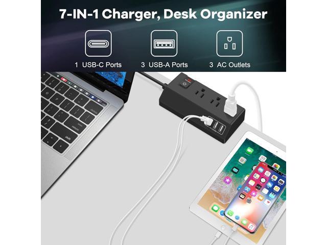 Desk Clamp Power Strip USB C (20W PD Fast Charging) - Desktop Surge Protector with 3 Outlets 4 USB Ports - Edge Mount Power Strip Desktop Outlet...