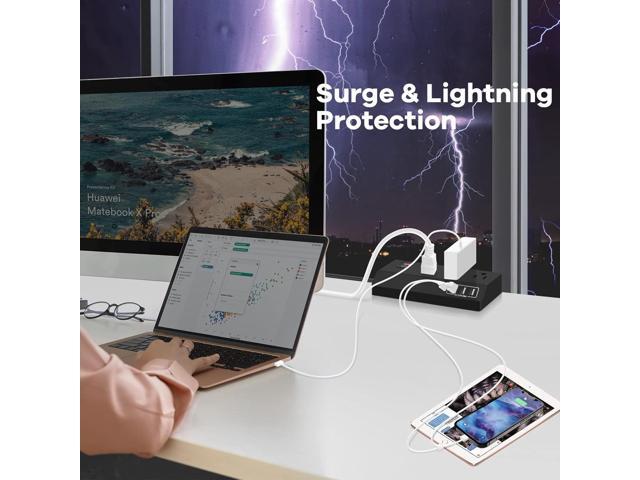 Desk Clamp Power Strip USB C (20W PD Fast Charging) - Desktop Surge Protector with 3 Outlets 4 USB Ports - Edge Mount Power Strip Desktop Outlet...