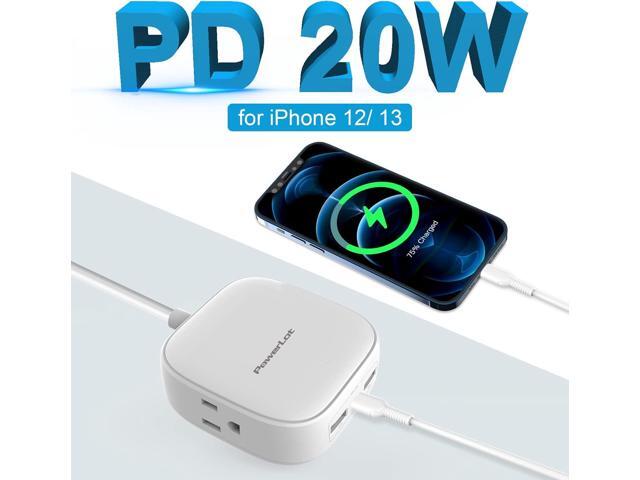 Power Strip with USB Port, PowerLot Travel Power Strip with Flat Plug, ETL 6FT Extension Cord PD 20W USB C Power Strip for iPhone 14/13/12 Pro...