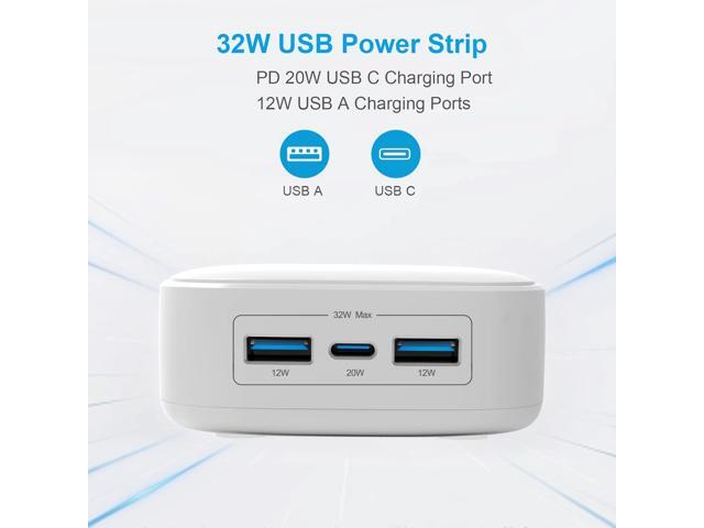 Power Strip with USB Port, PowerLot Travel Power Strip with Flat Plug, ETL 6FT Extension Cord PD 20W USB C Power Strip for iPhone 14/13/12 Pro...