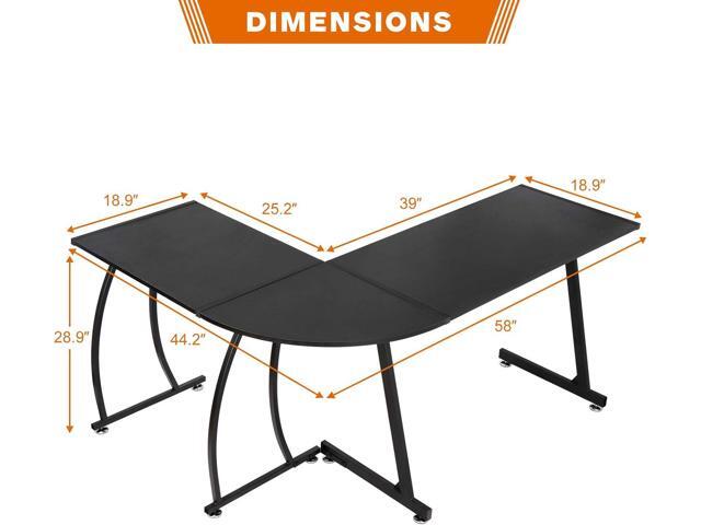 Super Deal L-Shaped Corner Desk Computer Gaming Desk - 58 Inch Modern Home PC Table Office Writing Workstation, Black