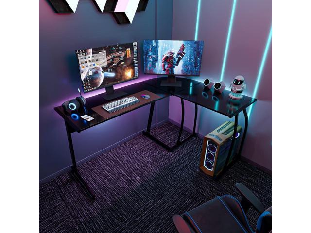 Super Deal L-Shaped Corner Desk Computer Gaming Desk - 58 Inch Modern Home PC Table Office Writing Workstation, Black