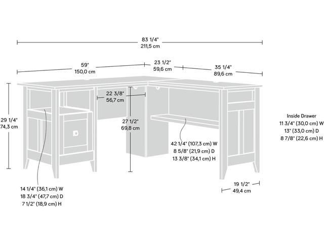 Sauder August Hill L-Shaped Corner Desk with Storage Drawer and Open Shelf for Home Office, in Dover Oak finish