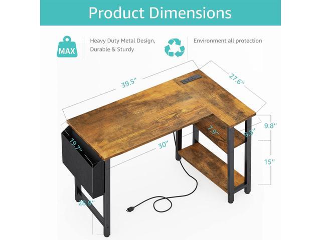 Lufeiya Small L Shaped Desk with Power Outlet Shelves, 40 Inch Corner Desk for Small Space Home Office, L-Shaped Computer Desk PC Desks with...