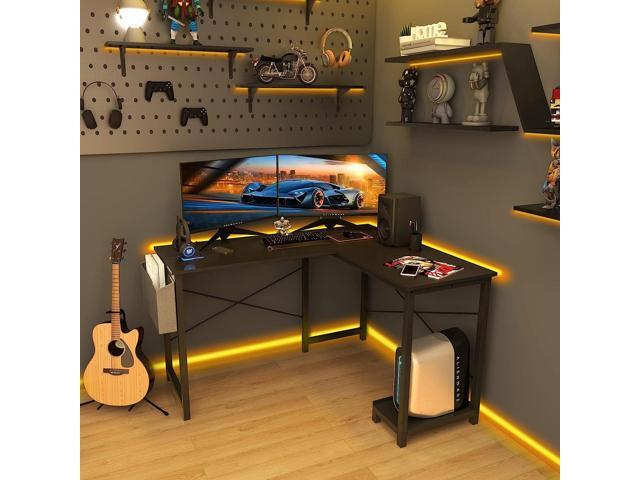 Sweetcrispy Computer Desk - L Shaped Gaming Desk, Corner Desks PC Desk Table with CPU Stand Side Bag for Home Office Dorm Sturdy Writing...