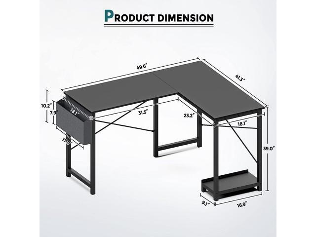 Sweetcrispy Computer Desk - L Shaped Gaming Desk, Corner Desks PC Desk Table with CPU Stand Side Bag for Home Office Dorm Sturdy Writing...