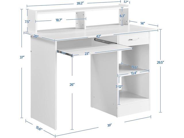 Yaheetech Home Office Wood Computer Desk with Keyboard Tray and Drawers, Students Writing Table with Storage Drawers & Hutch, Modern PC Laptop...