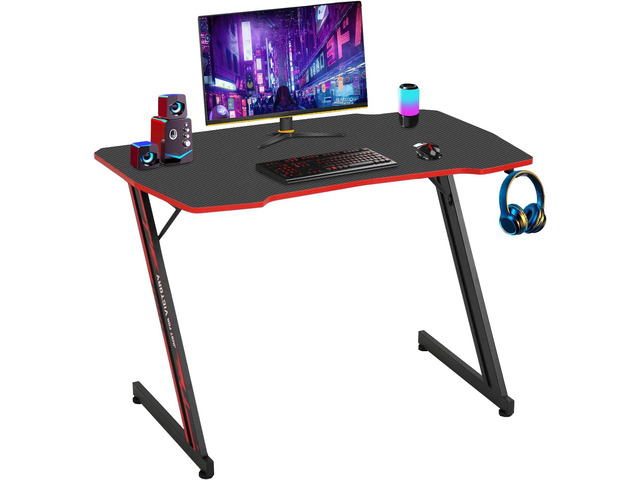 BestOffice 39' Gaming Table Red Z-Shaped Computer Desk