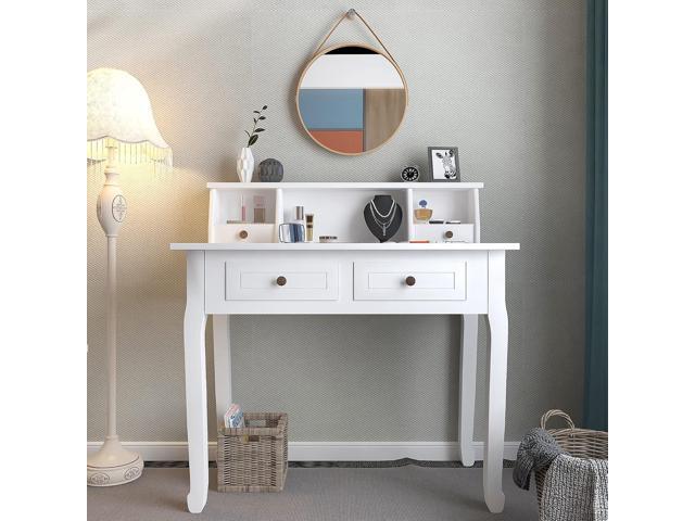 DMAITH Writing Desk with Storage Drawers, 32 Inch White Secretary Desk for Home Office, Computer Desk with Drawres, Small Vanity Desk for Bedroom