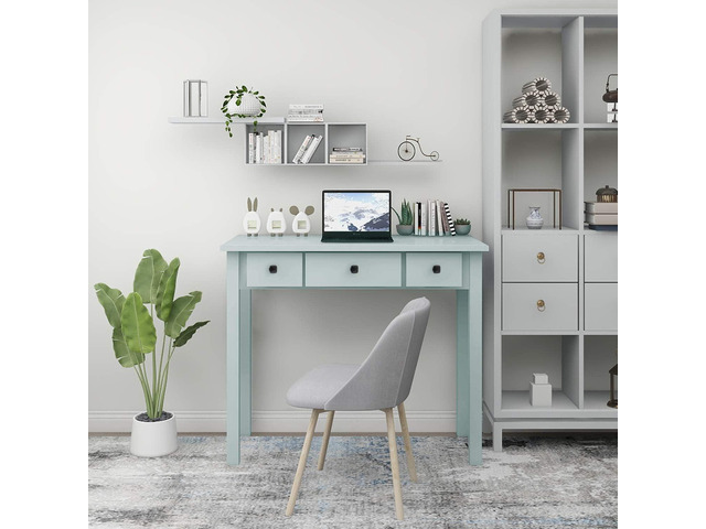 STHOUYN Home Office Small Writing Desk with Drawers Bedroom, Study Table for Adults/Student, Vanity Makeup Dressing Table Save Space Gifts Green...
