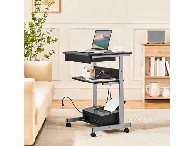 Yaheetech 22 in Laptop Computer Table Home Office Desk with Power Outlet for Small Space, Mobile Compact Corner Desk with Charging Station and USB...