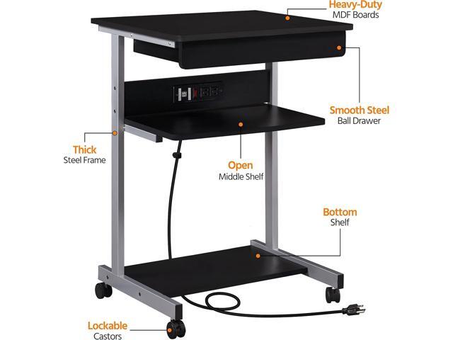 Yaheetech 22 in Laptop Computer Table Home Office Desk with Power Outlet for Small Space, Mobile Compact Corner Desk with Charging Station and USB...
