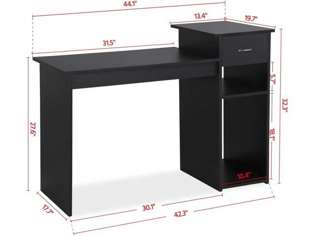 Topeakmart Modern Computer Desk, 47 inch Home Office Computer Desk, Study Writing PC Table Workstation with Drawers and Printer Shelf for Small...