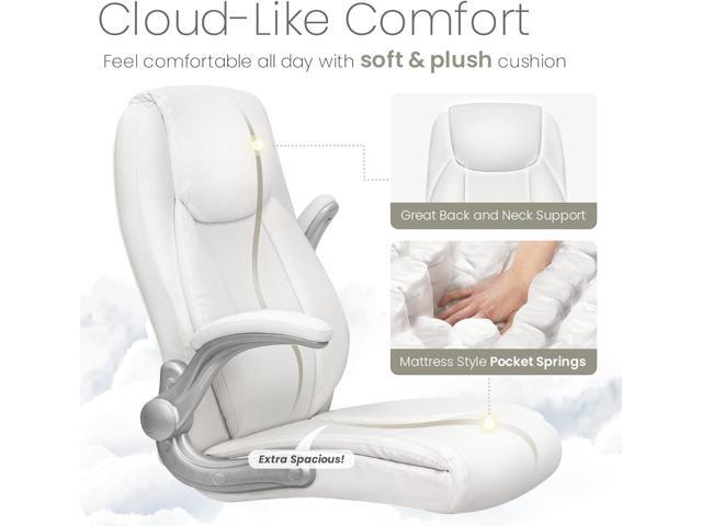 NEO CHAIR Ergonomic Office Chair PU Leather Executive Chair Padded Flip Up Armrest Computer Chair Adjustable Height High Back Lumbar Support Wheels...