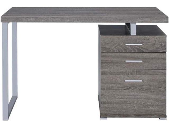 COASTER Home Furnishings Brennan Modern 3 Drawer Home Office Writing Computer Desk Silver Metal Frame Weathered Gray