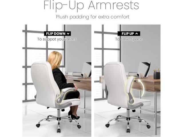 NEO CHAIR Ergonomic Office Chair PU Leather Executive Chair Padded Flip Up Armrest Computer Chair Adjustable Height High Back Lumbar Support Wheels...