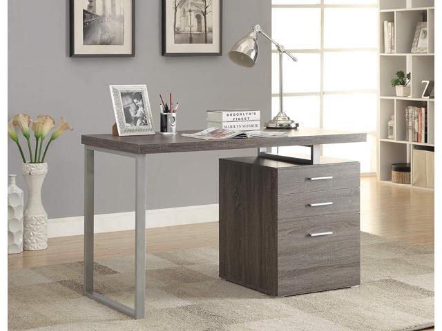 COASTER Home Furnishings Brennan Modern 3 Drawer Home Office Writing Computer Desk Silver Metal Frame Weathered Gray