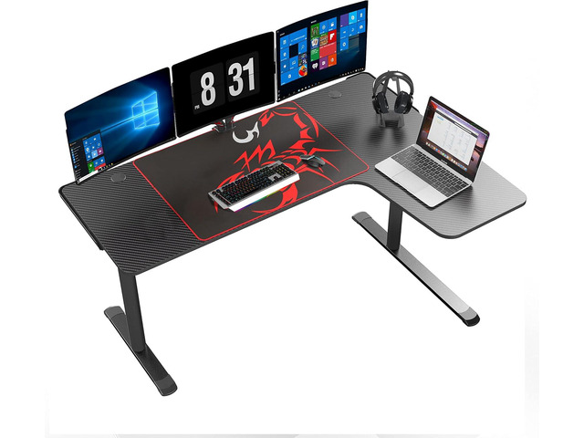 EUREKA ERGONOMIC L Shaped Gaming Desk, 60 Inch L60 Home Office Corner PC Computer Gamer Table Large Writing Workstation Gifts w Mouse Pad Cable...