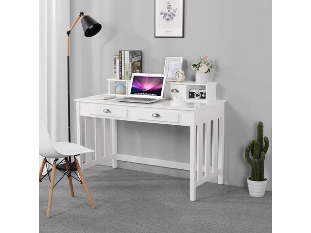 Yaheetech 47 Inch Large Computer Desk, White Home Office Workstation with 4 Storage Drawers, Modern PC Work Table 23 Deep with Monitor Stand for...