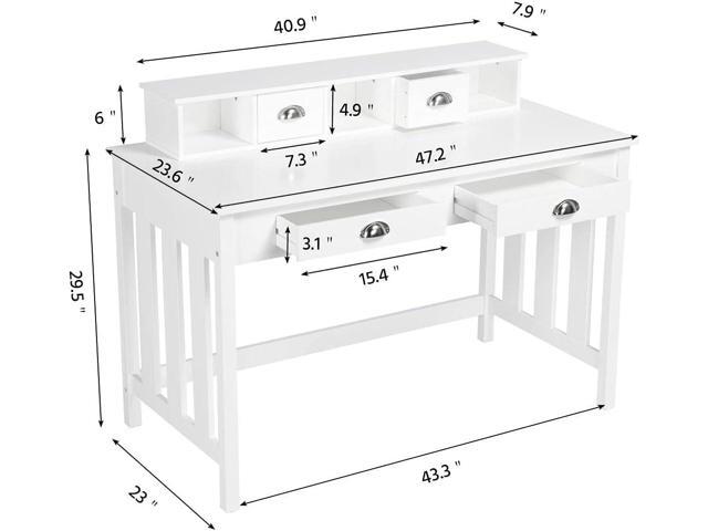 Yaheetech 47 Inch Large Computer Desk, White Home Office Workstation with 4 Storage Drawers, Modern PC Work Table 23 Deep with Monitor Stand for...