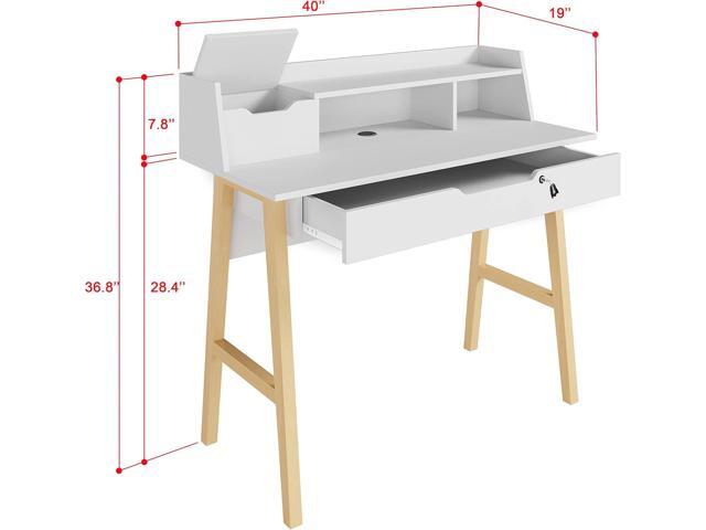 Modern Designs by Crafts and Comfort Roma Elegant Writing Desk - with Storage, Cable Holes & Drawers - Great for use as Workstation and Writing for...
