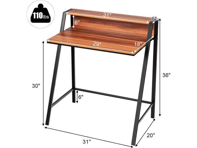 Tangkula Small Computer Desk, Compact Home Office Desk with Sturdy Frame, 2 Tier Study Writing Table for Small Place Apartment Office, Desk for...
