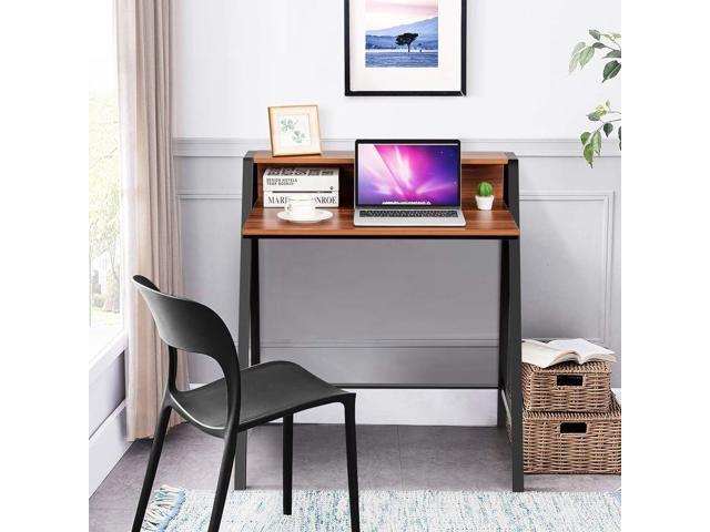 Tangkula Small Computer Desk, Compact Home Office Desk with Sturdy Frame, 2 Tier Study Writing Table for Small Place Apartment Office, Desk for...