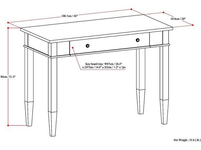 SIMPLIHOME Carlton SOLID WOOD Transitional Modern 42 inch Wide Home Office Desk, Writing Table, Workstation, Study Table Furniture in Dark Tobacco...