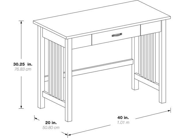 OSP Home Furnishings Sierra Writing Desk with Pull-Out Drawer and Mission Style Side Panels, Ash Brown