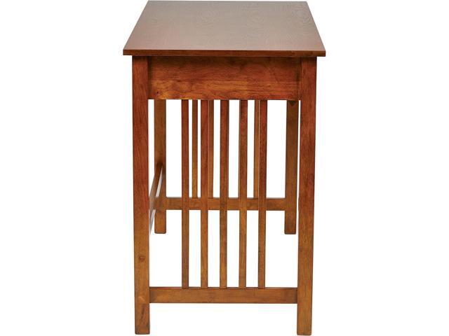 OSP Home Furnishings Sierra Writing Desk with Pull-Out Drawer and Mission Style Side Panels, Ash Brown