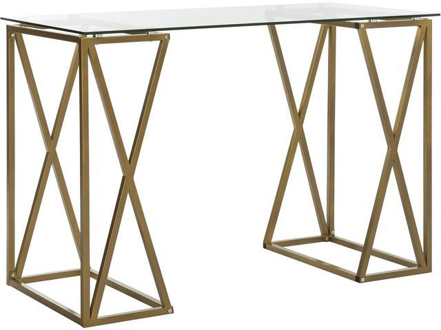 Safavieh Home Office Theresa Modern Gold Glass Top Desk