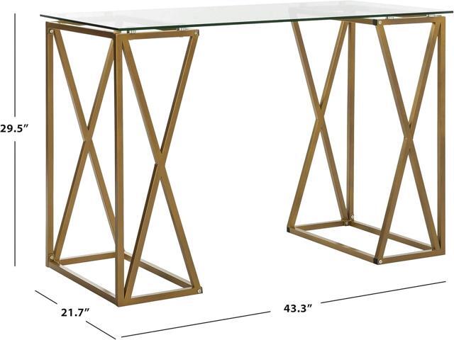 Safavieh Home Office Theresa Modern Gold Glass Top Desk