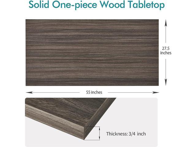 Kaboon Universal Tabletop 55'x27.5', Solid One-Piece Melamine Table Top, Double Desk L-Desk DIY, Home and Office Countertop,Eucalyptus/Dark Walnut
