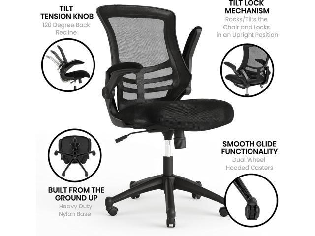 Flash Furniture Kelista Office Chair, Ergonomic, Mid-Back, Black Mesh with Swivel