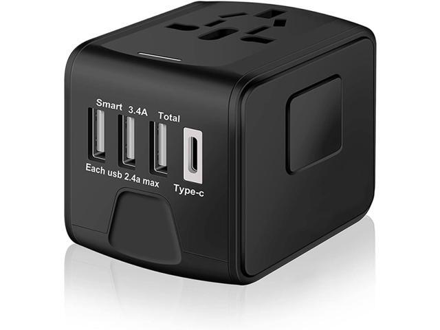 Universal International Travel Power Adapter W/High Speed 2.4A USB, 3.0A Type-C Wall Charger, European Adapter, Worldwide AC Outlet Plugs Adapters...